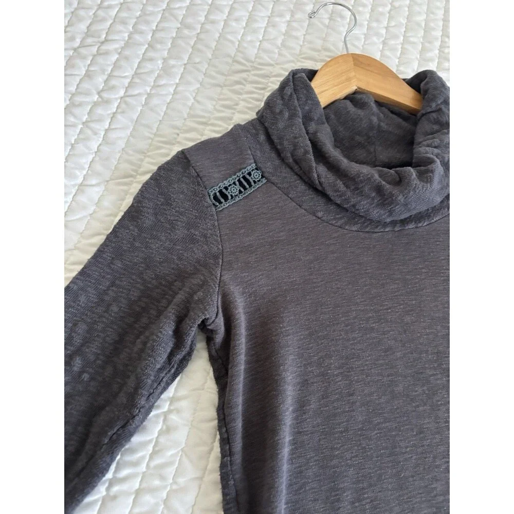 North River Womens Small Sweater Grey French Terry Cowlneck
